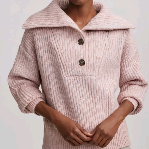 Varley Sweaters - Varley Rose  Button Placket Knit Sweater, SMALL